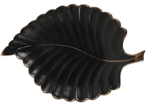 Homoyoyo petit plat à bonbons bijoux clé plateau Plaque entrée Décor de dortoir décor à la mode décor de chevet décoration intérieure Assiette décorative céramique Noir