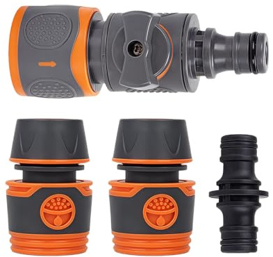 Juego de conectores y accesorios de manguera de jardín, conectores de manguera macho dobles - 2 piezas conectores rápidos de extremo para accesorio de tubo de manguera 1/2 conector de grifo de