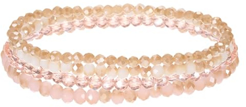 PATIKIL Bohemian Stackable Bead Bracelets 4mm Multi-Layer Crystal Beads Stretch Bracelet Set for Women Wristbands Jewelry Costume Gifts, Pink