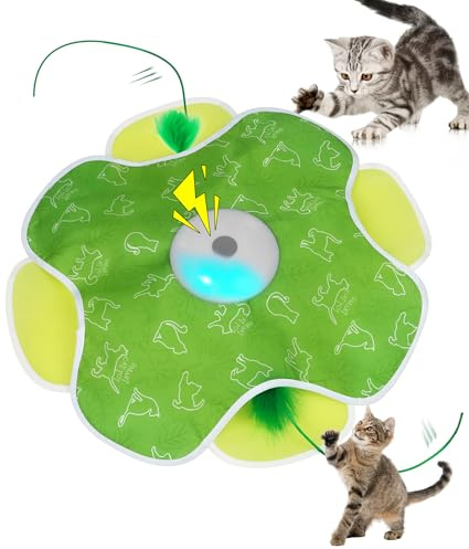 EHWZ Cat Toys for Bored Indoor Adult Cats, Rechargeable Interactive Cat Toy, 2 in 1 Hide and Seek Cat Toy with Motion Activated, Moving Concealed Feathers, Bored Adult Cats Wand Toy