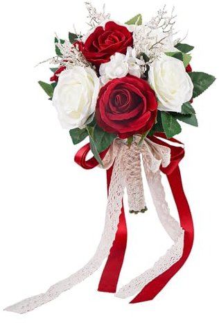 Perfeclan Wedding Bridal Bouquet Tossing Bouquet Ornament Bridal Hand Flower Decor for Party Festival Valentine's Day Wedding Home