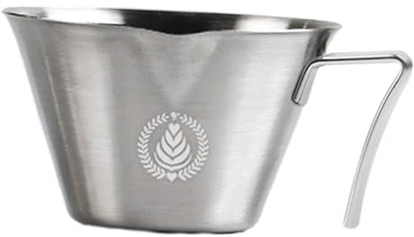 JISADER Taza de café expreso de Acero Inoxidable 304 de 100 ml con Boquilla en Forma de V, Multiusos, Ligera, de Boca Ancha y con Marcas.