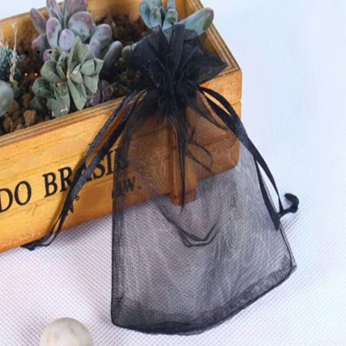 Lot de 100 sacs de protection contre les insectes en organza pour le jardin (noir)
