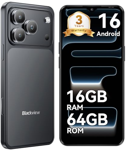 Blackview Wave 7C Sim-free & Unlocked Mobile Phones, 32MP Smart Phones,16GB+64GB Android 16 Phone, Phone Android, 6.56 Cheap Android Phone, Face Unlock, WIFI 5G/GPS/IP54/3.5mm/3 Year Warranty, Black