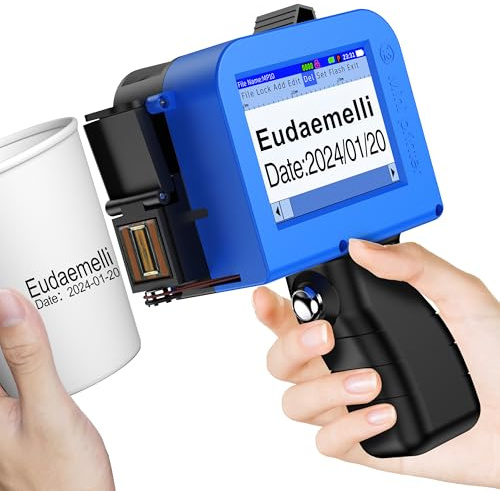 Eudaemelli MINI127 Impresora de Mano Portátil, Impresora Portátil de Inyección con 42ML Cartucho de Tinta de Secado Rápido con Pantalla Táctil de para Texto QRCode/Código de Barras/Número/Image