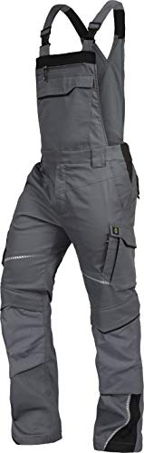TRIUSO Leib Wächter Flex-Line Herren Latzhose flexibel mit Spandex (grau/schwarz, 50)