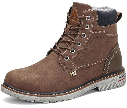 Mishansha Botas de Nieve Hombre Mujer Invierno Marrón Gr.48 | Antideslizantes, Trekking, Cómodas, Repelente al agua, Calentitas, Caminar, Acampada, Puntera cerrada, Zapatos