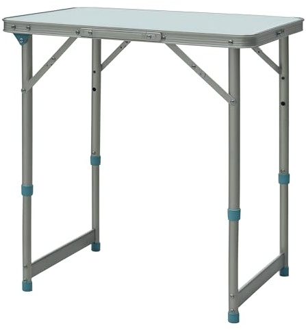 Outsunny Table Pliante Table de Camping Table de Jardin Hauteur réglable Aluminium MDF Blanc