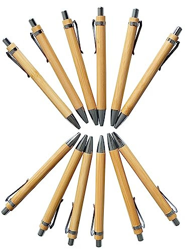 Fayemint 20 Piezas Bolígrafo, Bolígrafo de Bambú, Bolígrafo de Madera Instrumento de Escritura para Vida Cotidiana en Oficina, Sostenible, Ecológico, Bambú, Paja de Trigo, Abs