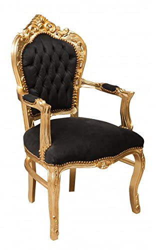 Biscottini Barock-Sessel 107 x 60 x 60 cm | Louis XVI Stühle schwarz | flippige Sessel | Sessel im besonderen Stil | Barockstuhl | Louis-Stühle