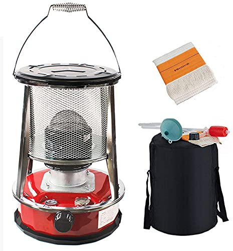 FGJKKRMI Stufa a gasolio a convezione Stufa da Campeggio Stufa a Petrolio Piccola Stufa Portatile da Esterno Riscaldamento a infrarossi da Campeggio riscaldatore Compatto con Manico (4.6L-Rosso)