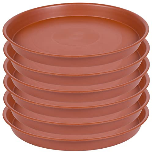 Bleuhome 6 Pack of 12 inch Plant Saucer, Heavy Duty Plastic Planter Saucer 12 Round, Plant Tray for Pots, Flower Pot Saucers for Indoors, Flower Trays for Planter 11/12 (12 inch, Terracotta)