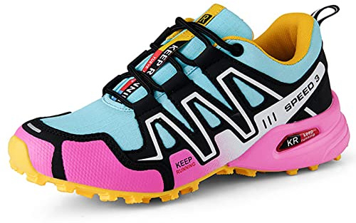 WYUKN Chaussures de Vélo de Route Homme Femme Chaussures de Vélo Antidérapantes Cyclisme Chaussure VTT Cyclisme Hommes Sports de Plein air autobloquant vélo,Pink2-41EU