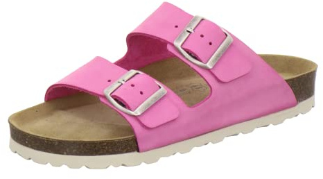 AFS Shoes 2100 - Sandalias para Mujer de Piel auténtica, Mulas cómodas con Plantilla, Zapatillas de Estar por casa, Hechas a Mano en Alemania, Color Fucsia, Talla 38 EU