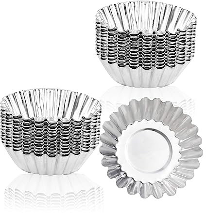 20 Pezzi Stampi di Crostate di Uova, Alluminio Stampi di Crostate di Uova, Riutilizzabile Stampi di Crostate di Uova, Crostata Pirottini in Acciaio, per Uovo Crostata Torta Biscotto a Forma di Budino