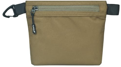 YUMQUA Pochette à Fermeture éClair RéSistante à l'eau avec Clip De Mousqueton, Petit Sac De Rangement Multifonction en Nylon pour CosméTiques NuméRiques De Voyage, Kaki