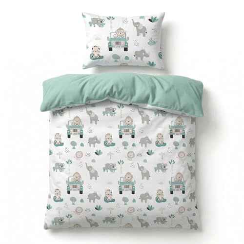 BABYSAFE Parure de lit pour bébé fille 120 x 90 cm avec taie d'oreiller 40 x 60 cm 100 % coton certifié Oeko-Tex - Fabriquée en Europe