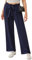 iClosam Hose Damen Weites Bein Locker Weite Hose Damen High Waist Sommerhose Damen Leicht Plissee Hose Damen Anzughose Damen Weites Bein Damenhose mit Weitem Bein Navy blau-XL