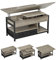 Mesa de Centro de Altura Ajustable, 3 en 1, Multifunción, Mesa de Salón, Mesas de Café con 2 Cajones, Almacenamiento Oculto, Compartimento Abierto, Mesas de Comedor, Sala de Estar, Oficina (Gris)