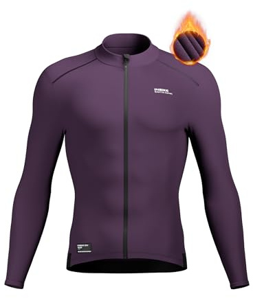 INBIKE Maglia Ciclismo Invernale Uomo Giacca Ciclismo in Pile Giacca Bici da Strada Antivento Termico Silm Fit per MTB Bici Running e Vita Quotidiana Viola,L