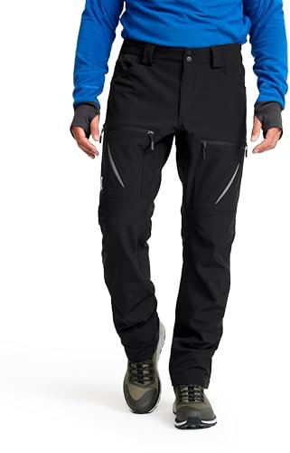 RevolutionRace Hiball Softshell Pants für Herren, Outdoor Hosen für Wandern, Black, 3XL