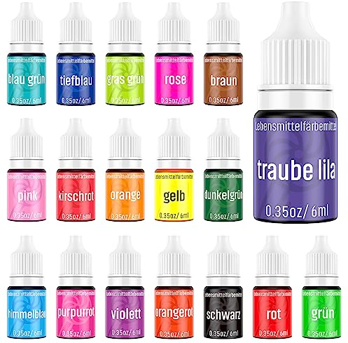 Wwtop Colorant Alimentaire 18 Couleurs x6ml Colorant Alimentaires Liquide, Colorant Alimentaire Haute Concentré pour Gâteau Décoration Cuisson, Fudge, Macarons, Oeufs de Pâques DIY