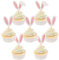 Decorazioni Torta Coniglio Pasquali, 24 Pezzi Decorazioni per Cupcake Pasqua Scintillante, Cake Topper Pasqua, Decorazione Torta de Orecchie di Coniglio per Feste a Tema Pasquale