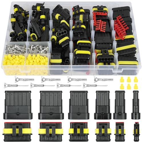 URAQT 730 Piezas Conector Electrico Impermeable para Coche, Conectores Sellado, 1/2/3/4/5/6 Pines Clavija Conector, Kit de Conector para Coche para Coche Scooter Camión Motocicleta Barcos