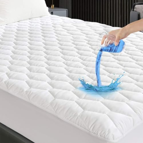 GRT Coprimaterasso matrimoniale impermeabile 160 x 190 cm – Coprimaterasso traspirante, lavabile e Oeko-Tex, con inserto per incontinenza, cucito con motivo a esagoni in materiale silenzioso