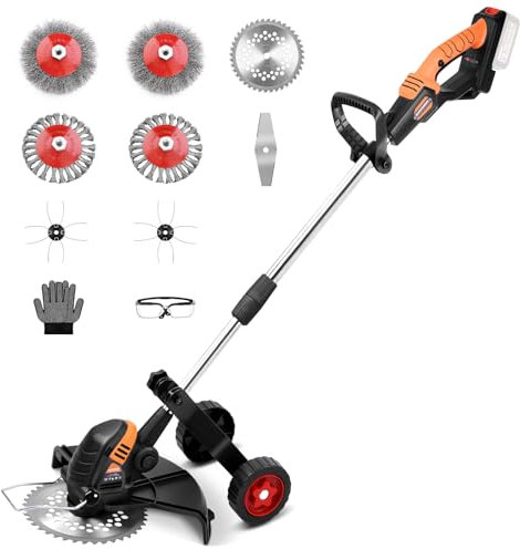 Akku Rasentrimmer Kompatibel mit Makita Akku mit Dreistufig Verstellbar, 1200W Rasentrimmer Akku mit 5 Klingentypen, 5 IN 1 Bürstenlose Freischneider für Garden, Innenhofund, Kleiner Busch(ohne Akku)