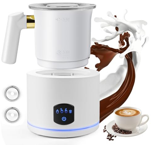 Mousseur à Lait Électrique 4 en 1, Chauffe Lait Avec TêTe D'Agitation MagnéTique, Grande Capacité 430ml 400W Milk Frother, pour Café, Cappuccino, Latte, Macchiato Chocolat (B)