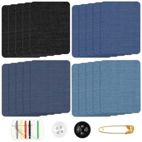 20 Piezas Parches Jeans para Planchar,Parches Termoadhesivos con accesorios de costura,Tela de Parches de Jean Aplicables,para Ropa Chaquetas Sombreros Mochilas Jeans (12.5x 9.5cm）