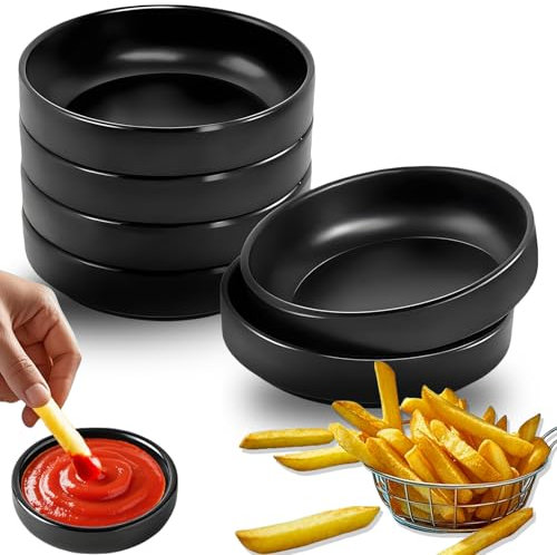 6 Stück 8.7cm X 2.5cm Servierschalen Setdipschalen Snackschale Dessertschalen Sojasauce Schälchen Dip Schälchen Dip Schalen Set Für Sushi Dessert Ketschup Saucen Dips Gewürze, Snacks(Schwarz)