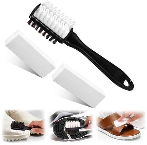 2-in-1 Suede Brush, Shoes Cleaning Brush Kit & 2 Polish Eraser with Soft Bristle for Suede and Nubuck Leather Boot