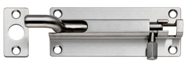 Ironmongery Solutions® Cranked Barrel Bolt for Internal Doors Cabinets & Cupboards Offset Sliding Bolt Fixings Included (Bright Stainless Steel, 100mm x 38mm)