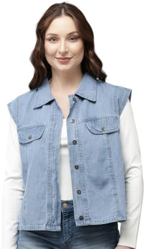 Style Quotient dam-bolero i denim, mellanblå, Blå (Azul Medio), M