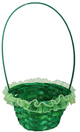 Fun Machine Easter Baskets, Buckets, Coloured Grass, Boxes, Gift Wrap - Frilly Wicker Basket - Green