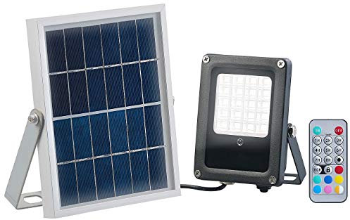 Luminea Solar Strahler RGB: Solar-LED-Fluter für außen, RGBW, 10 Watt, mit Fernbedienung & Timer (Solarstrahler mit Fernbedienung, Solar Leuchte, Pflanzen Sensor)