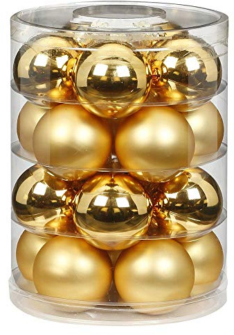 MAGIC Weihnachtskugeln Glas 6cm 20 STK. Christbaumkugeln Farbe: Inkagold Glanz/matt