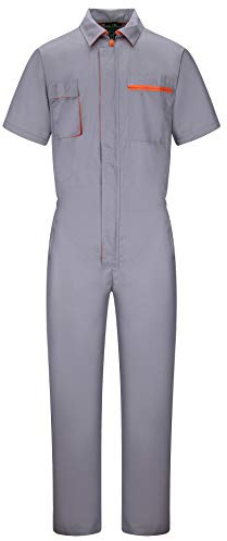 Yukirtiq Men's Zip Front Fastening Boilersuit Protective Workwear Overalls Short Sleeves Boiler Suit with Elasticated Waistband Hardwearing Functional Coverall Contrasting