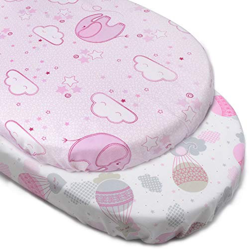 PEKITAS Bettlaken, 75 x 33 cm, 72 x 33 cm, verstellbar, Babybett, Kinderwagen, Mädchen, mit Gummizug, passend für Julius Zöllner, Träumeland, Alvi, FabiMax