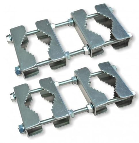 Erwin Weiß GmbH 2x Doppelrohrschelle Stahl I Befestigungsschelle für Rohre bis 60 mm Durchmesser I max. 6 cm Rohrabstand I Rohrschelle für Masthalterung I Mastschelle mit Gewindestange M8