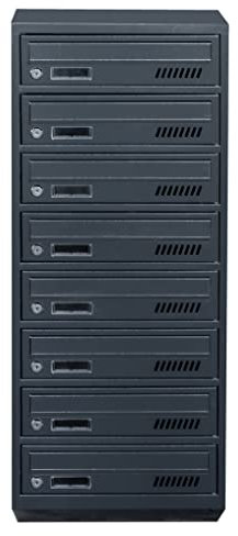 GDS-7016-8 8er Briefkastenanlage Euro Wandmontage Anthracite Wohnungs-Mehrfachbriefkasten