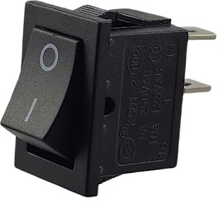 Wipptaster, Mini-TASTER 250V 6A 125V 10A AC/DC, KCD1 (6V 9V 12V 24V 125V AC/DC) schwarz rechteckig Montageöffnung 19 x 13 mm, 2 Polig AUS/EIN