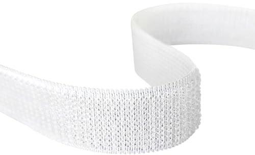 Klettband elastisch | Flauschband zum Nähen | Schwarz oder Weiß | 3 m, 8 m oder 25 m auf Rolle / 20 mm x 3 m, weiß