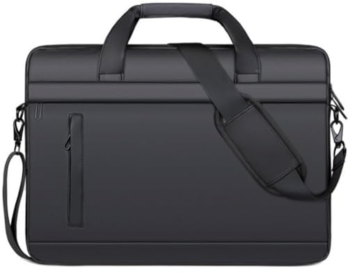 FUNSEED Maletín para laptop de 15.6 pulgadas para hombre, de nailon, simple, portátil, de trabajo, portátil, para viajes, oficina, Negro -