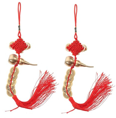 TOPBATHY Chinese New Year Pendant Copper Gourd Decor Knot Tassel Ornament Home Decor for Front Door