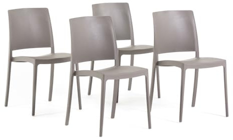SIEDITI FUORI E DENTRO Sillas jardín de Resina con Fibra de Vidrio para Exterior, terraza o Interior, sillas apilables de diseño y Resistentes - Maria (4 Sillas, Tórtola)
