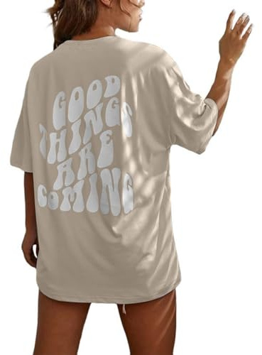 Tee-Shirt Blanc Femme, Manches Courtes Sport T-Shirts Vintage Été Très Large Blouse Grande Taille Oversize Tee Shirt Long Anti UV Chic et Élégant Top, Coffee, S
