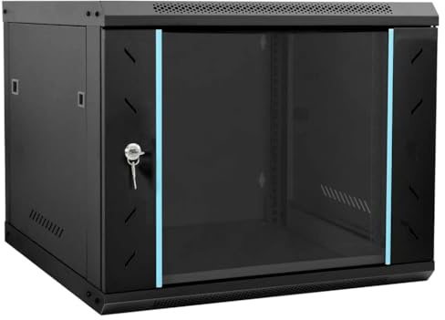 vidaXL Nätverkskabinet med lagring Svart 60 x 60 x 50 cm Stål, Modern skåp, kontorsförvaring, hållbara elektronikkomponenter, vägghängd nätverksutrustning, teknikorganisatör